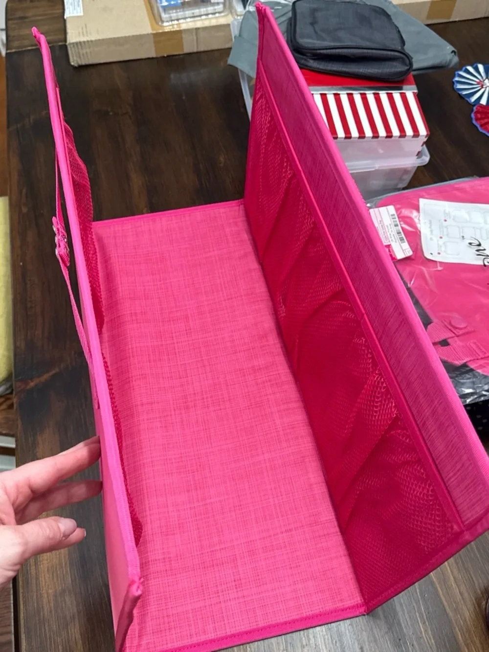 Thirty one gifts pink cross pop large utility tote insert  new